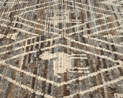 16 Feet Moroccan Brown Hand Woven Wool Runner Rug